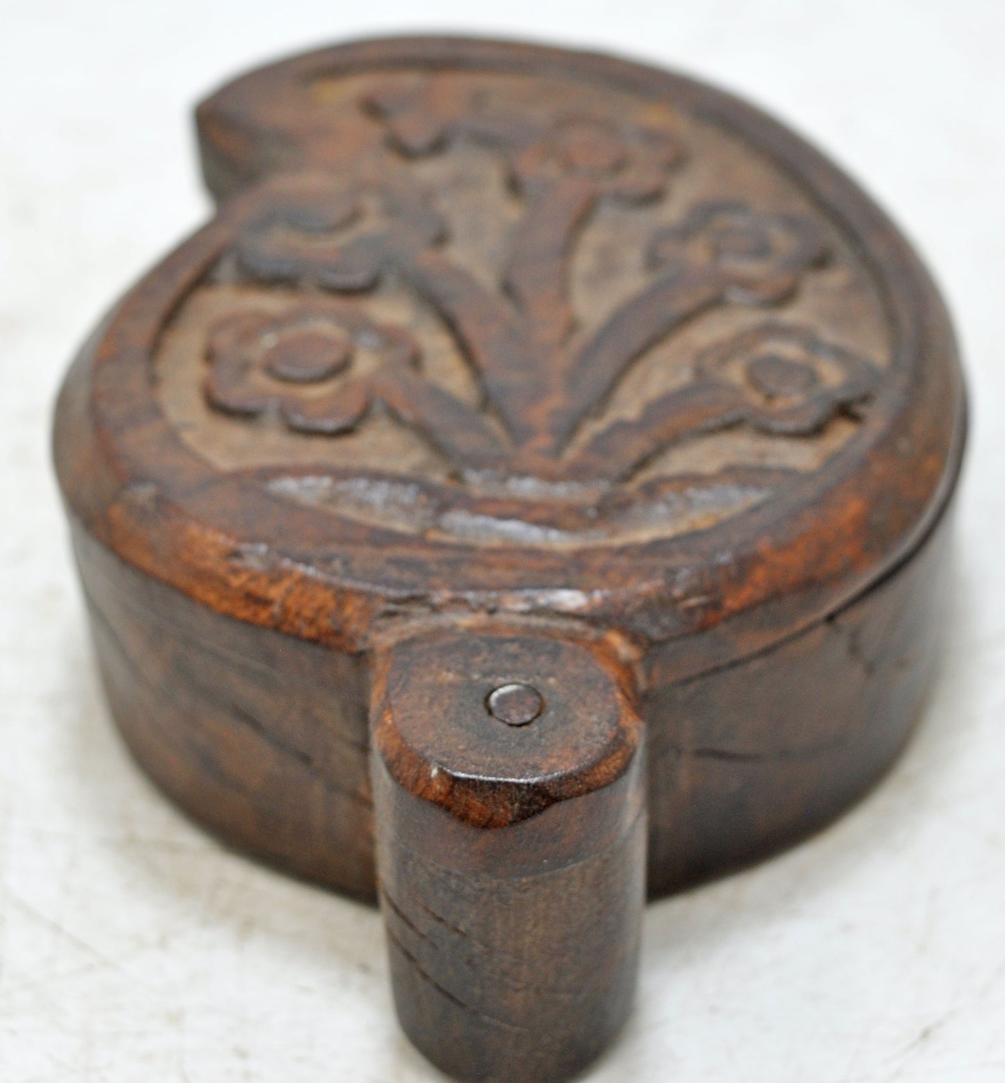 Vintage Wooden Kum Kum Powder Tika Box Original Old Hand Carved