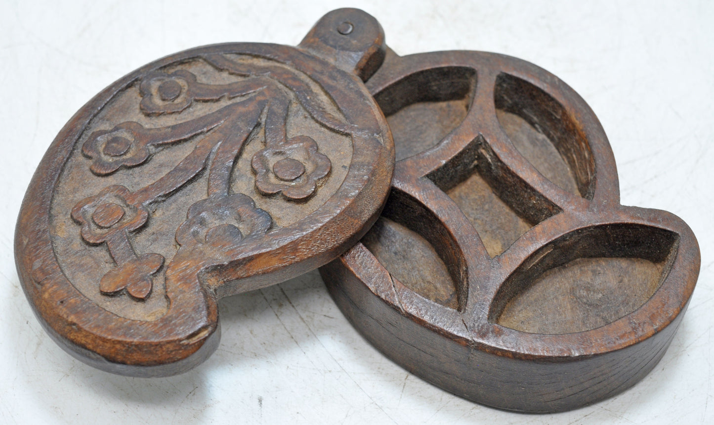 Vintage Wooden Kum Kum Powder Tika Box Original Old Hand Carved