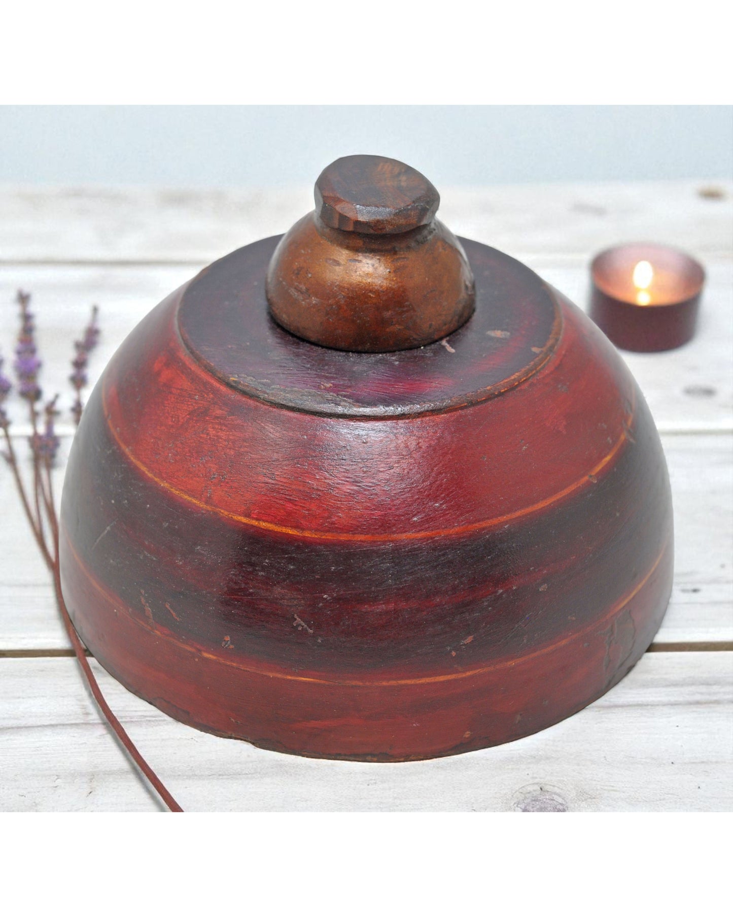 Vintage Wooden Kum Kum Powder Tika Box Original Old Hand Carved