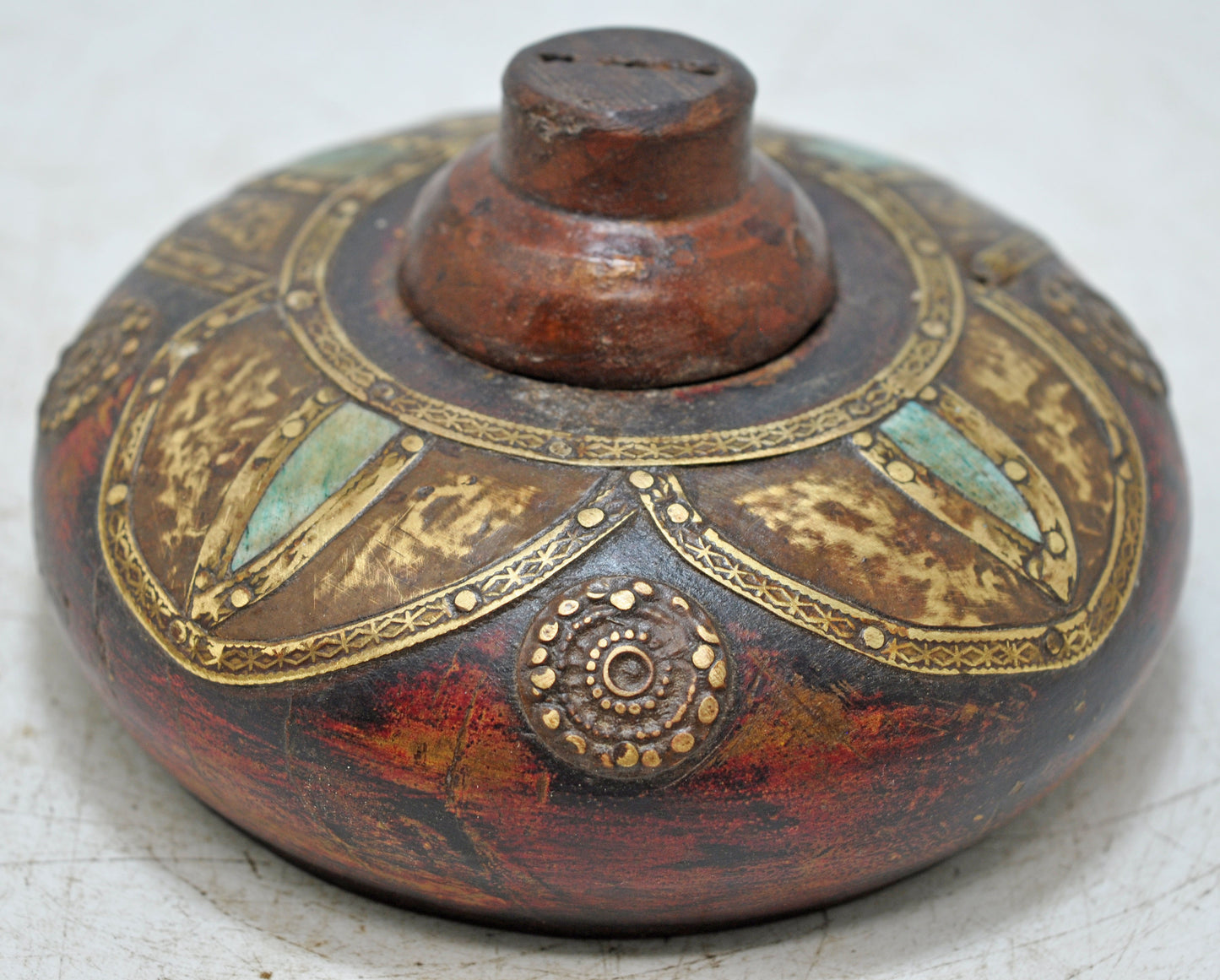 Vintage Wooden Kum Kum Powder Tika Box Original Old Hand Carved