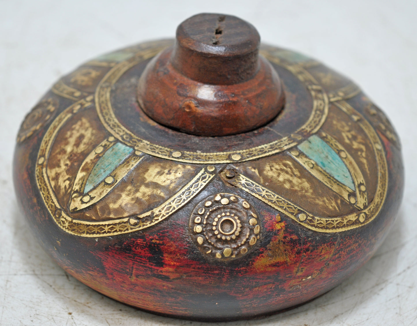 Vintage Wooden Kum Kum Powder Tika Box Original Old Hand Carved