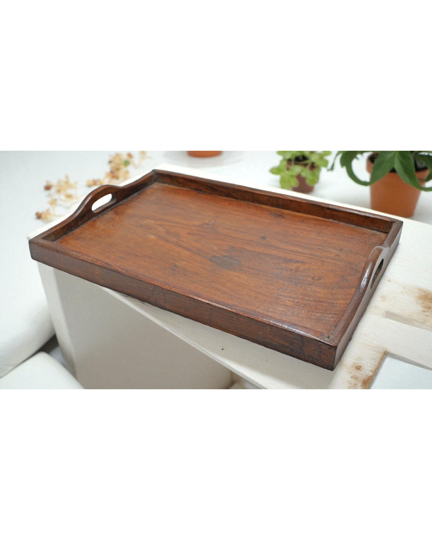 Antique Wooden Large Serving Tray Original Old Hand Crafted