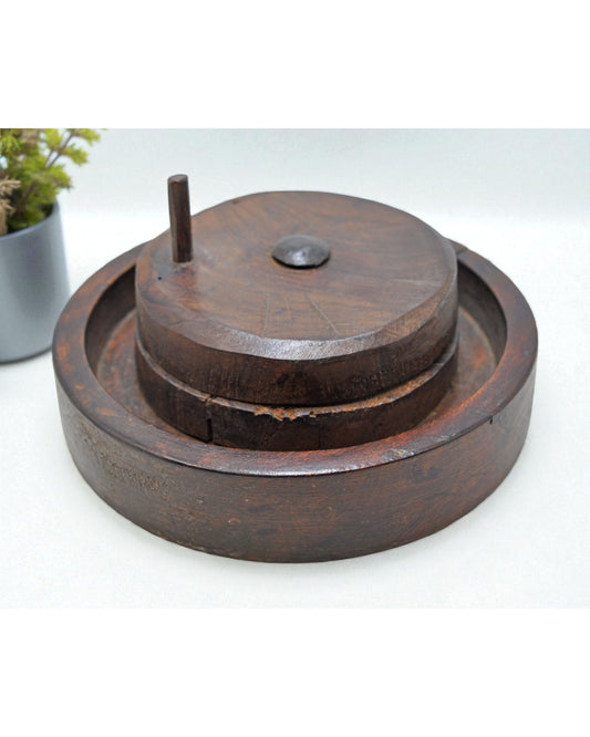 Antique Wooden Small Grain Grinder Toy Original Old Hand Carved