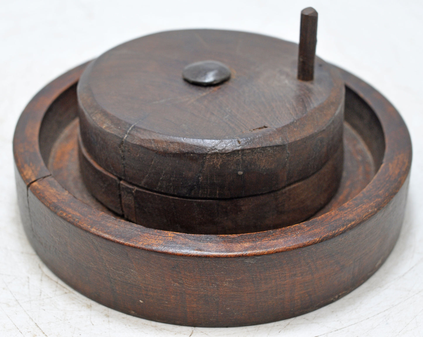 Antique Wooden Small Grain Grinder Toy Original Old Hand Carved