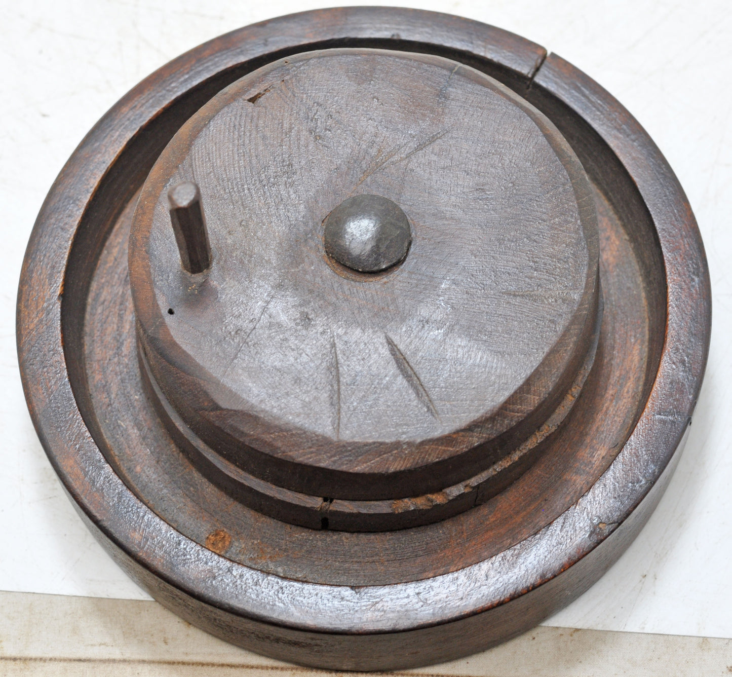 Antique Wooden Small Grain Grinder Toy Original Old Hand Carved