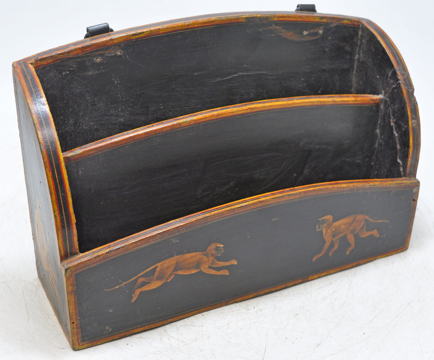 Vintage Wooden Paper Tray Rack Original Old Hand Crafted Painted