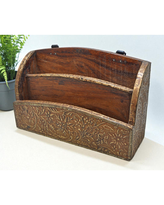 Vintage Wooden Paper Tray Rack Original Old Hand Crafted Painted