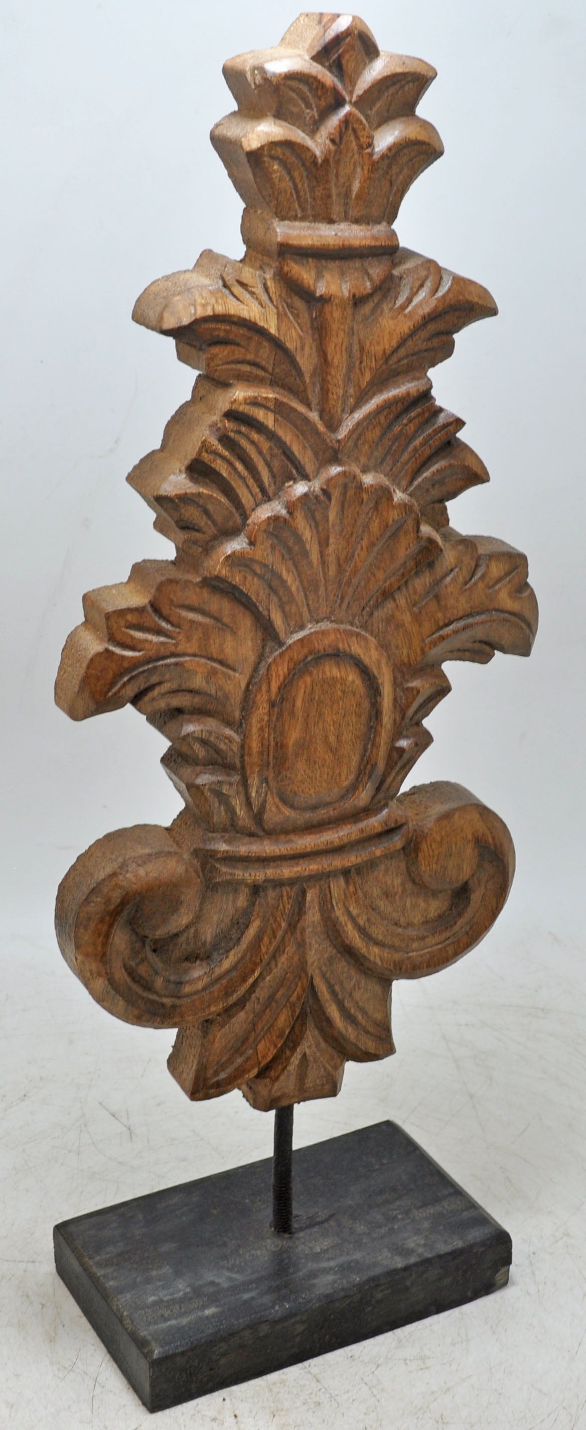 Hand Carved Wooden Flower Carving Panel Plaque on Stand