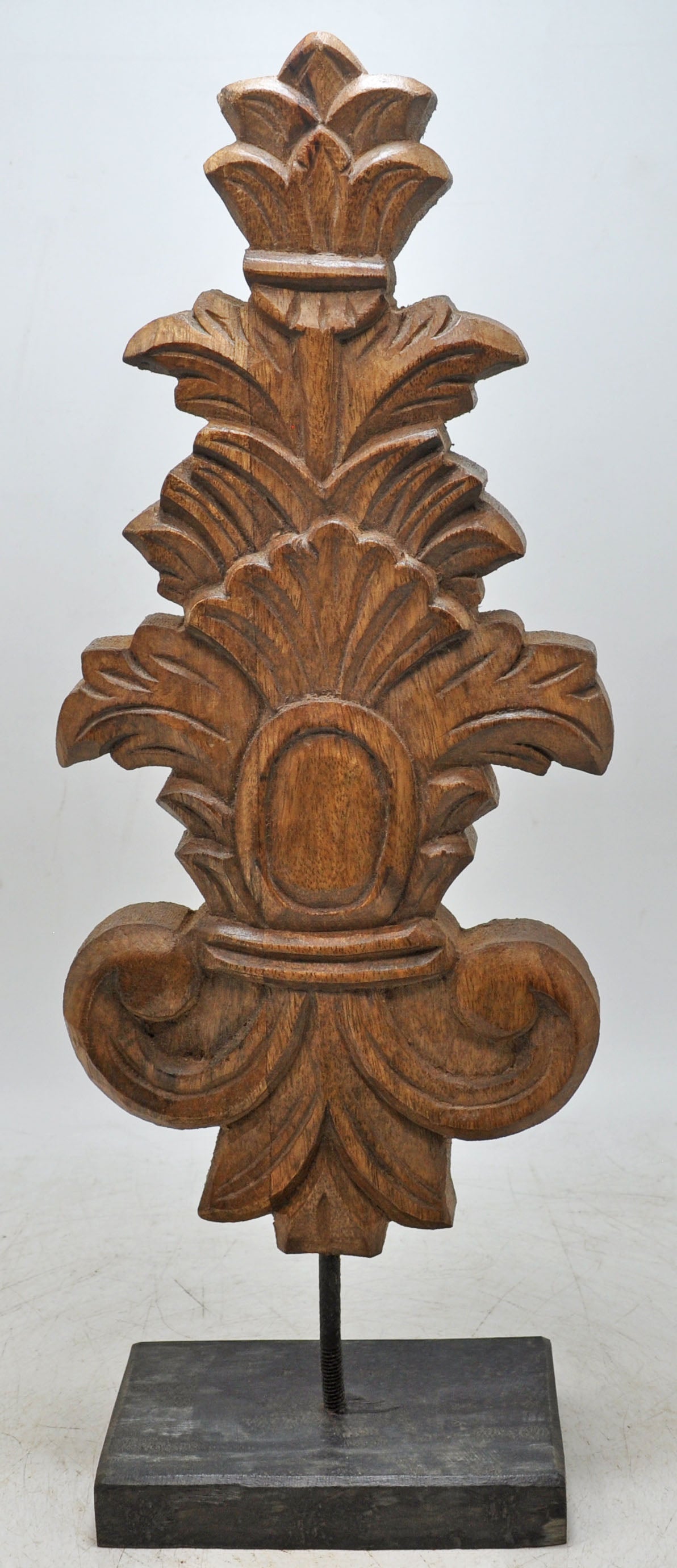 Hand Carved Wooden Flower Carving Panel Plaque on Stand