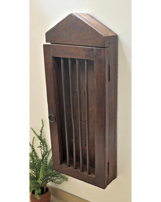 Vintage Wooden Wall Décor Key Hanging Cabinet Original Old Hand Crafted