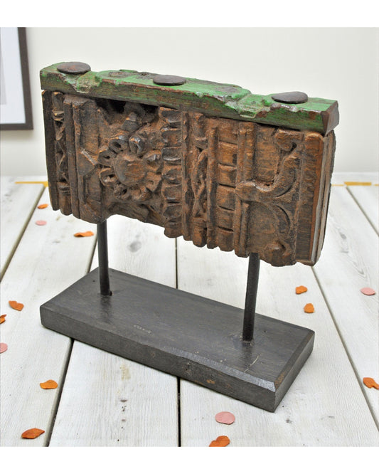 Antique Wooden Floral Carving Panel Plaque Original Old Fine Hand Carved