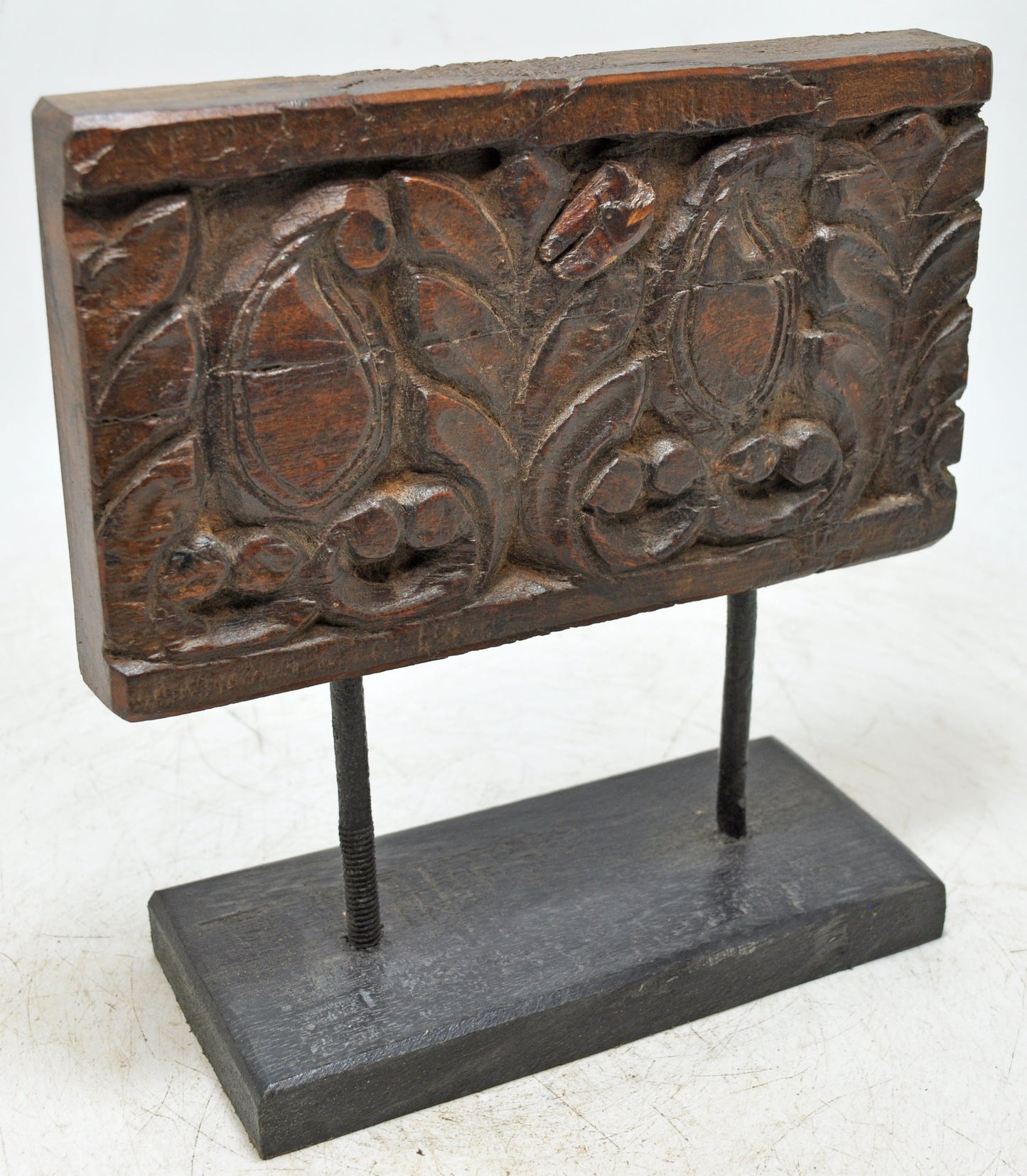 Antique Wooden Floral Carving Panel Plaque Original Old Fine Hand Carved