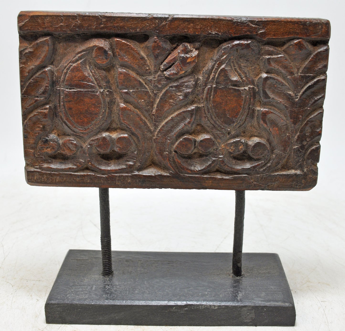 Antique Wooden Floral Carving Panel Plaque Original Old Fine Hand Carved