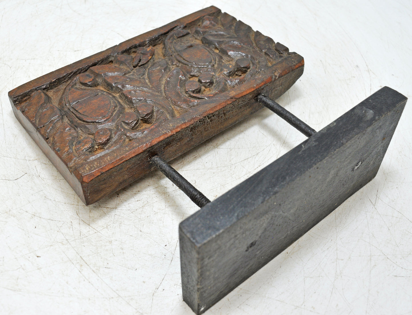 Antique Wooden Floral Carving Panel Plaque Original Old Fine Hand Carved