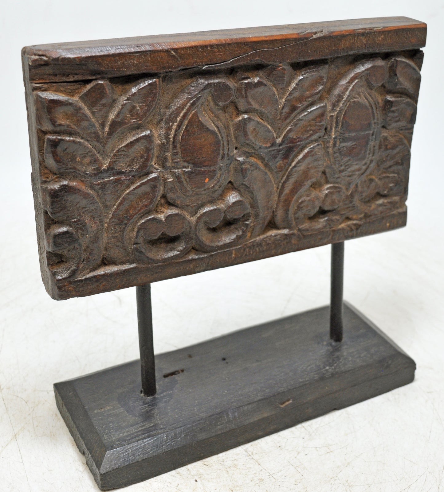 Antique Wooden Floral Carving Panel Plaque Original Old Fine Hand Carved