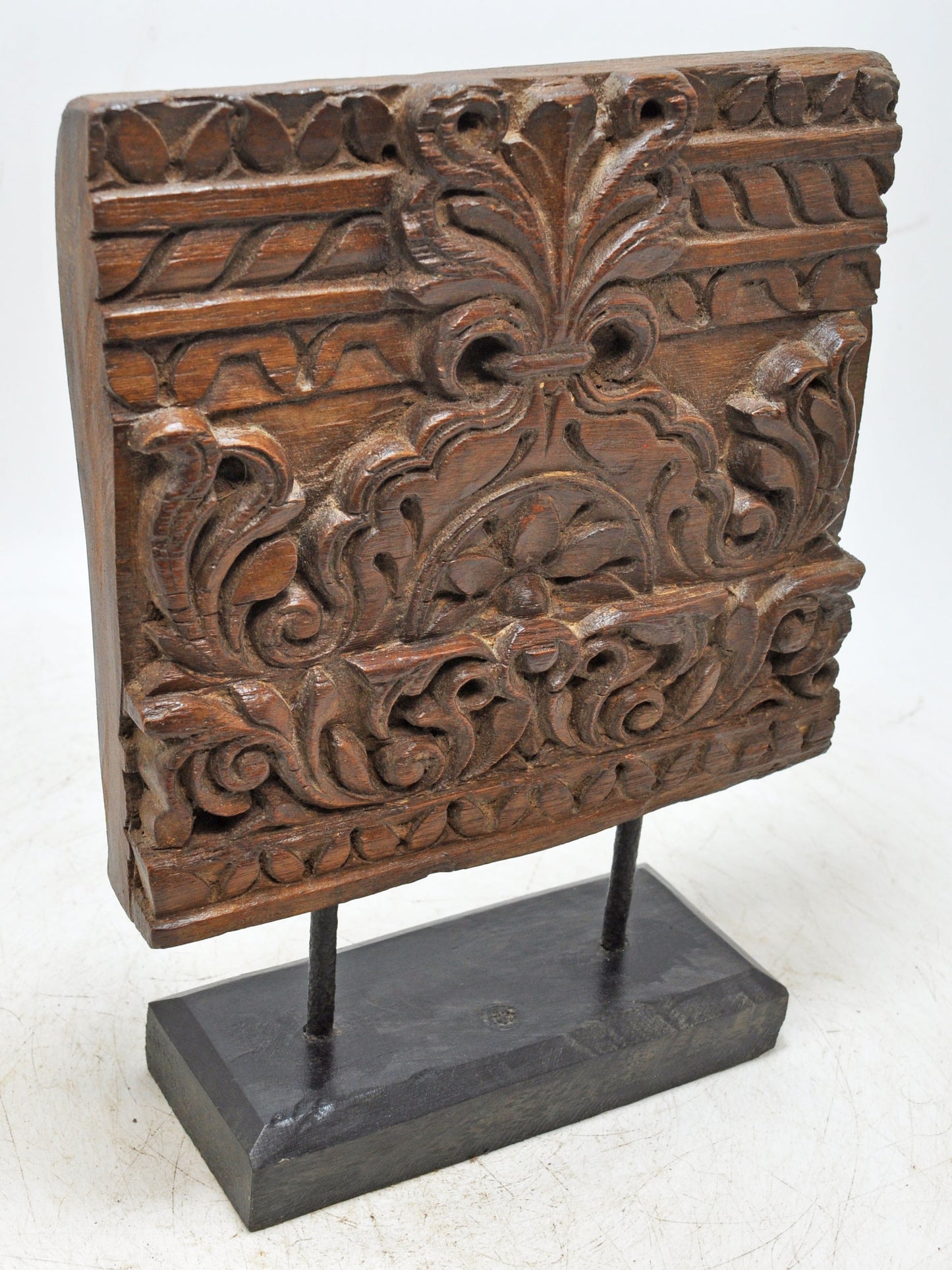 Antique Wooden Floral Carving Panel Plaque Original Old Fine Hand Carved