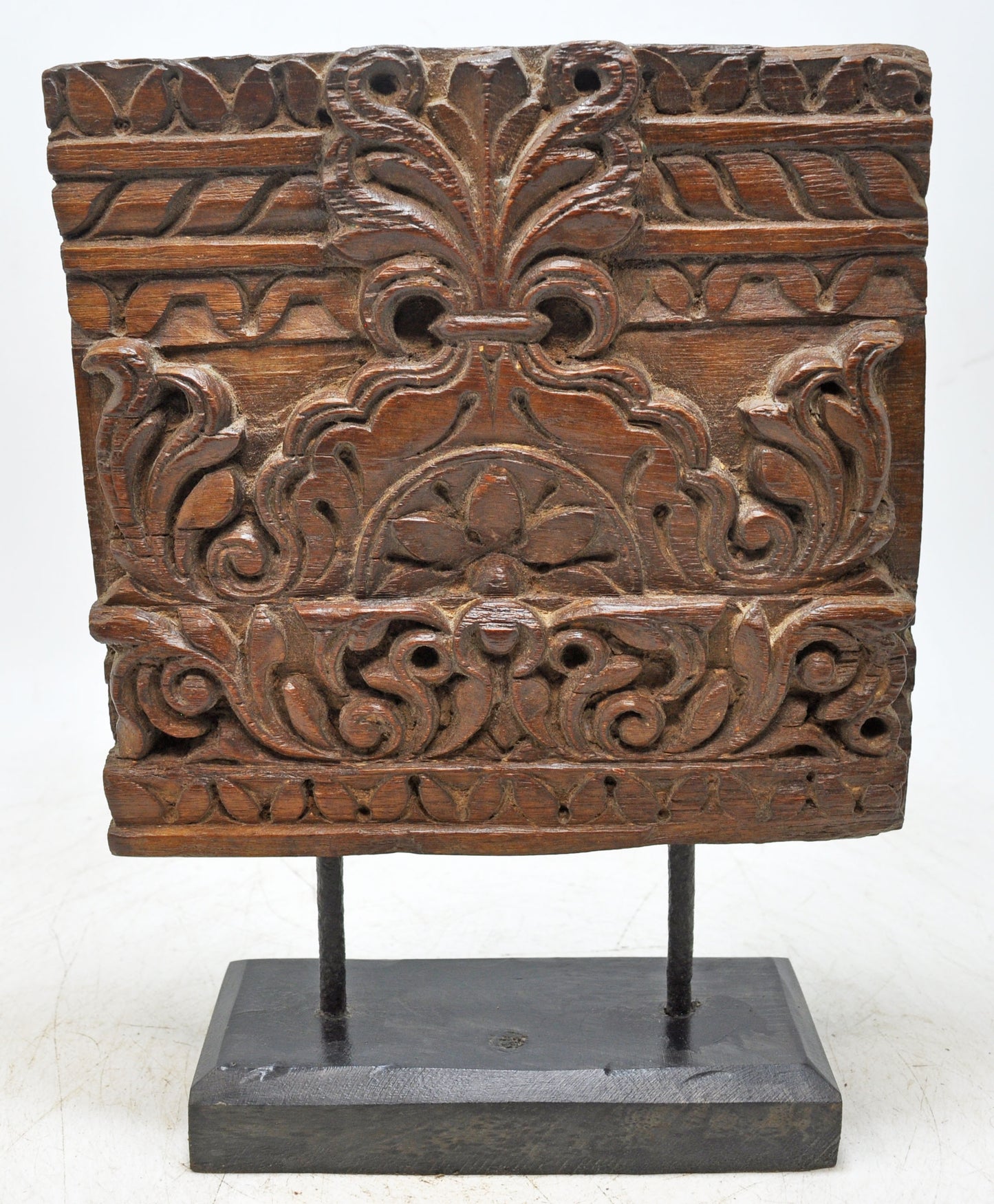 Antique Wooden Floral Carving Panel Plaque Original Old Fine Hand Carved