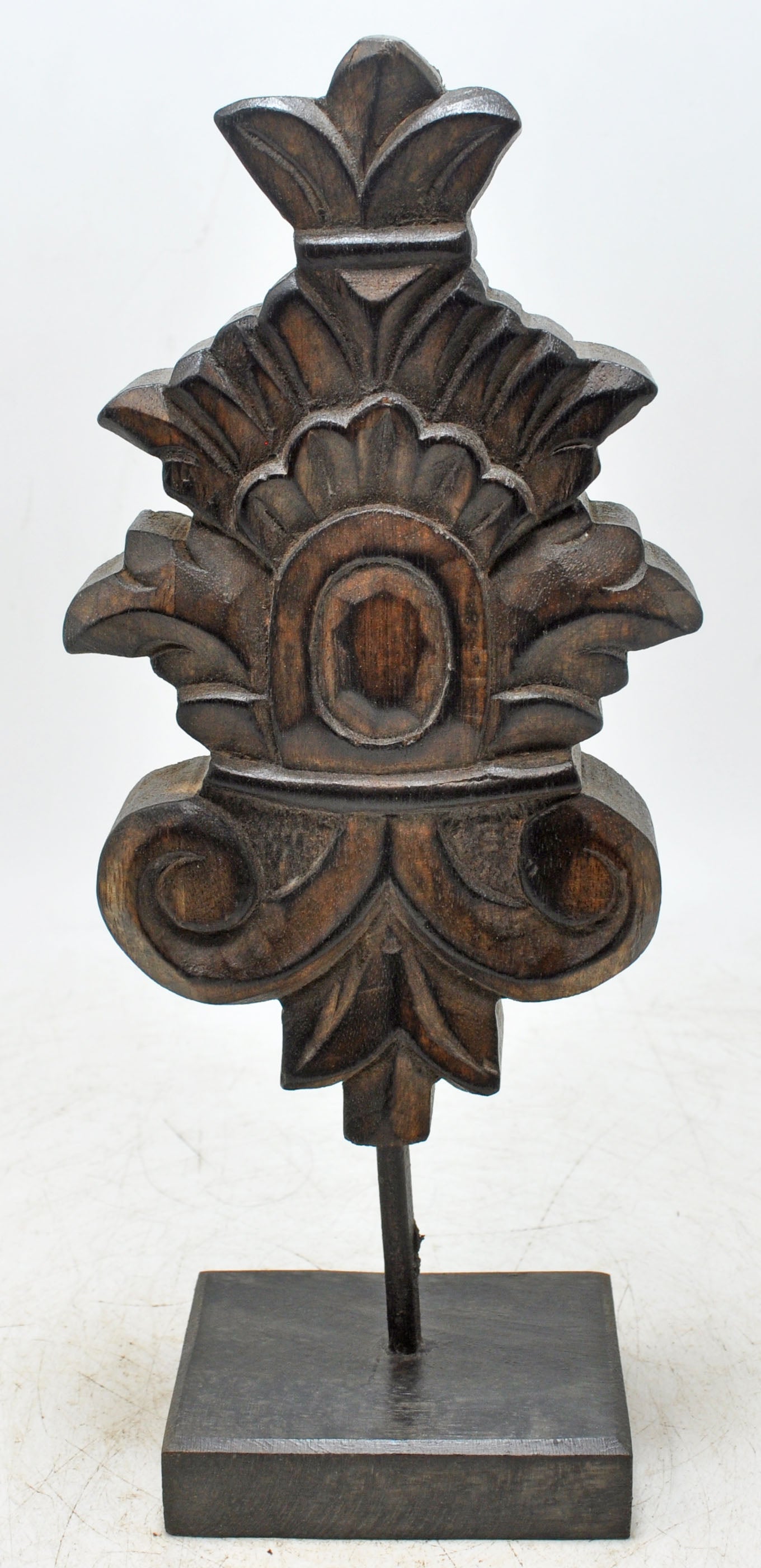 Hand Carved Wooden Flower Carving Panel Plaque on Stand