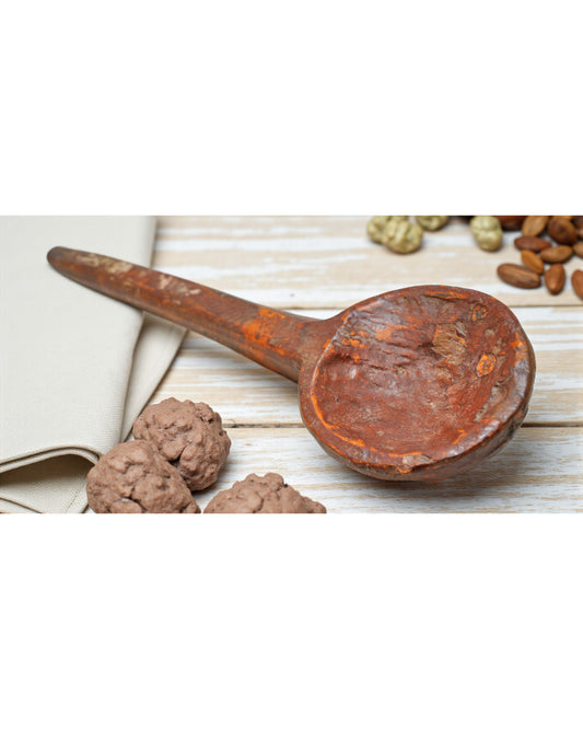 Antique Kitchenware Wooden Long Spoon Original Old Hand Carved