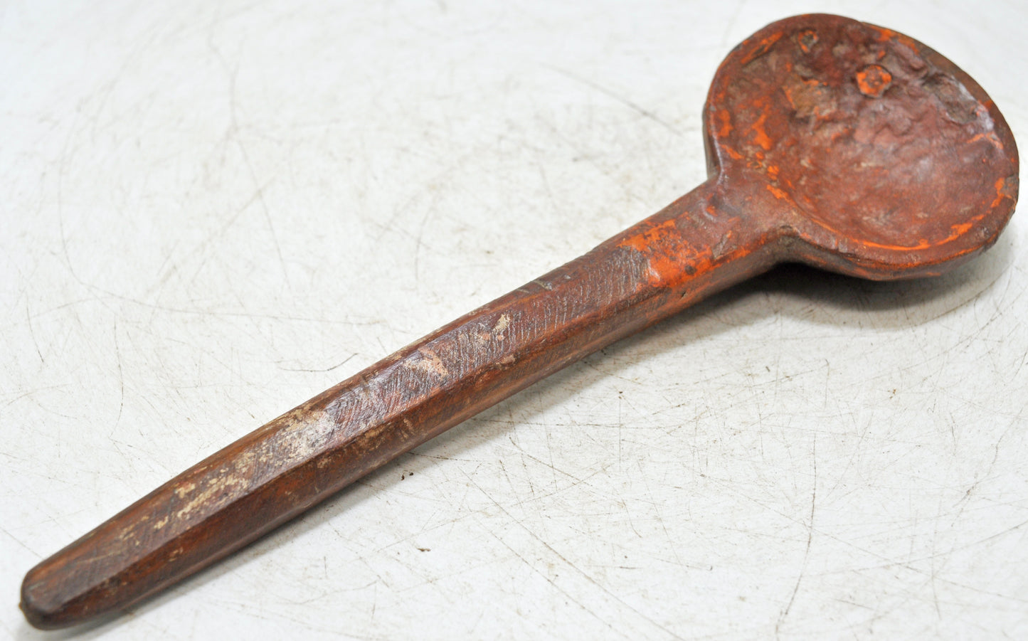 Antique Kitchenware Wooden Long Spoon Original Old Hand Carved