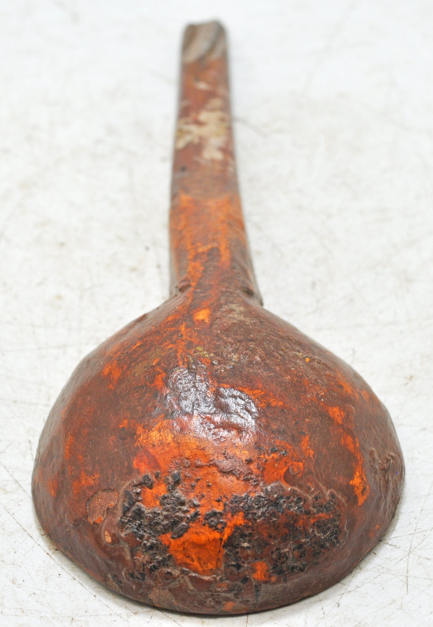 Antique Kitchenware Wooden Long Spoon Original Old Hand Carved