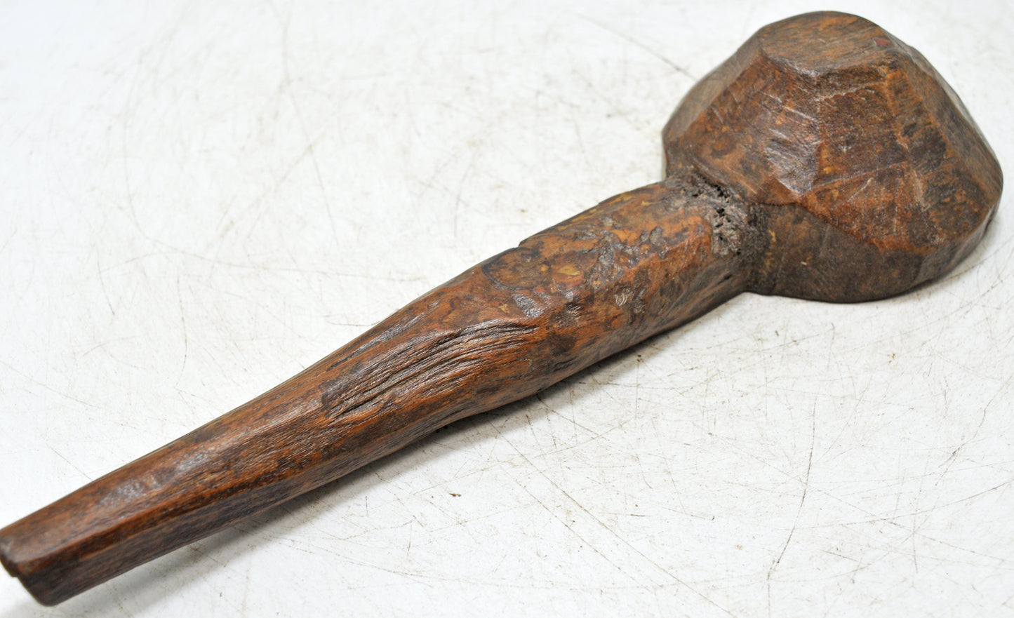 Antique Kitchenware Wooden Long Spoon Original Old Hand Carved