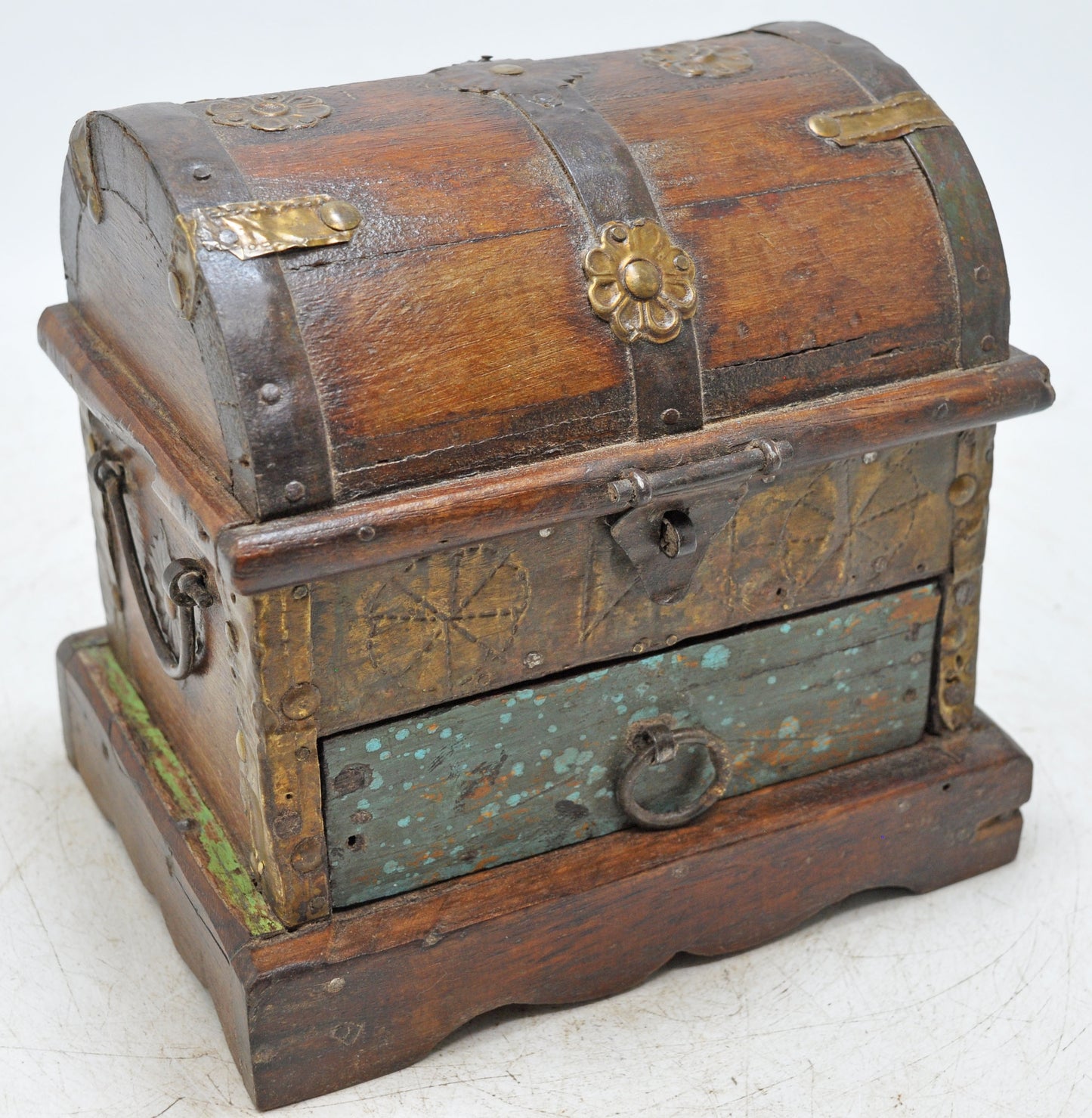 Vintage Wooden Small Storage Box With Drawer Original Old Hand Crafted