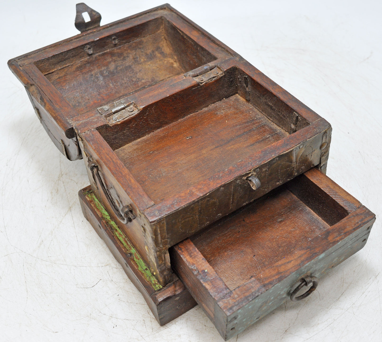 Vintage Wooden Small Storage Box With Drawer Original Old Hand Crafted