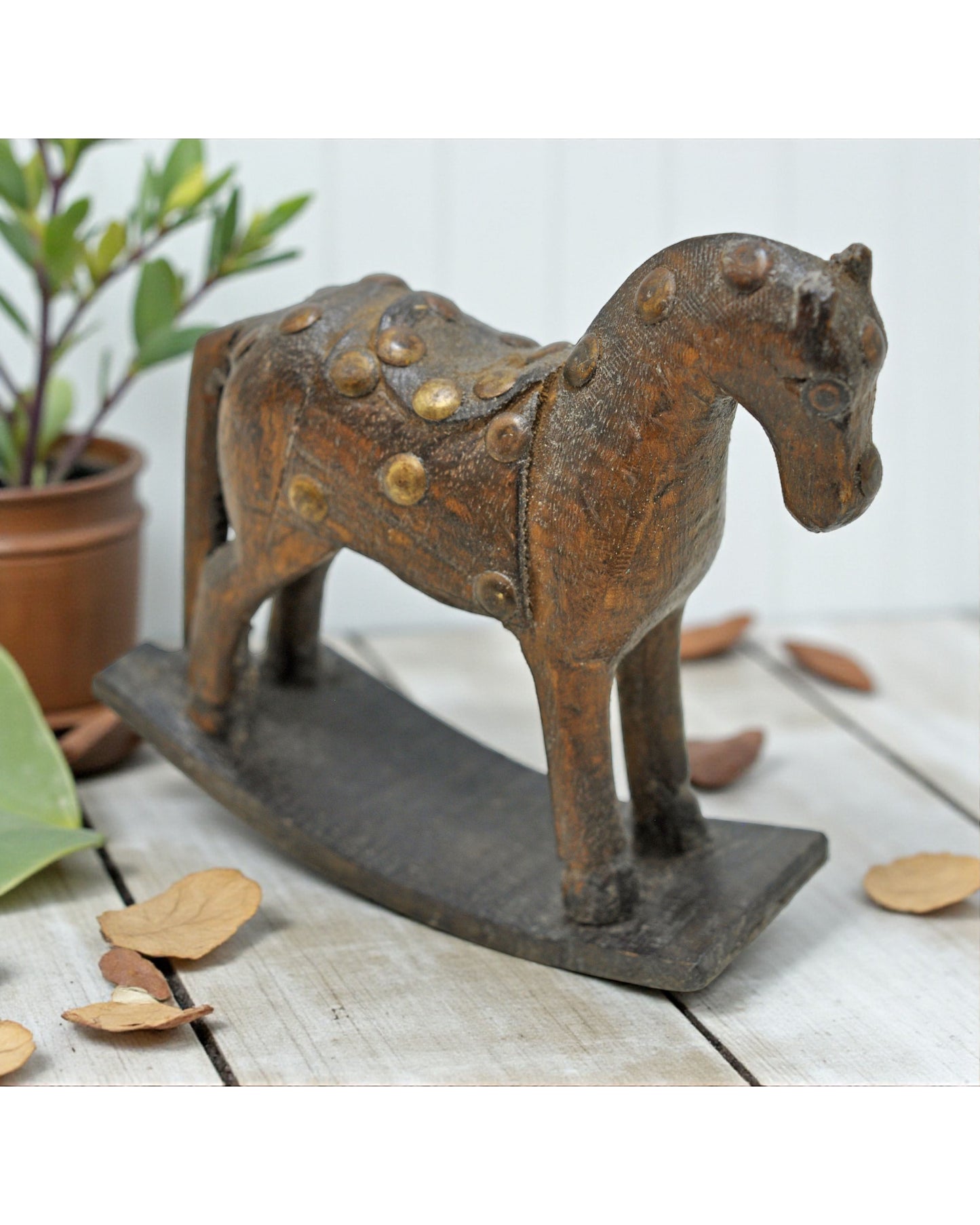 Vintage Wooden Small Horse Figurine Original Old Hand Carved