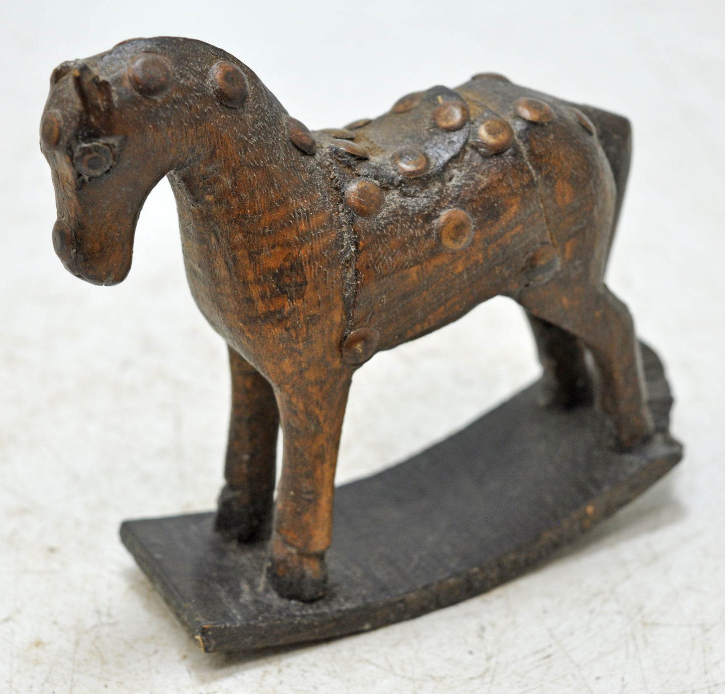 Vintage Wooden Small Horse Figurine Original Old Hand Carved