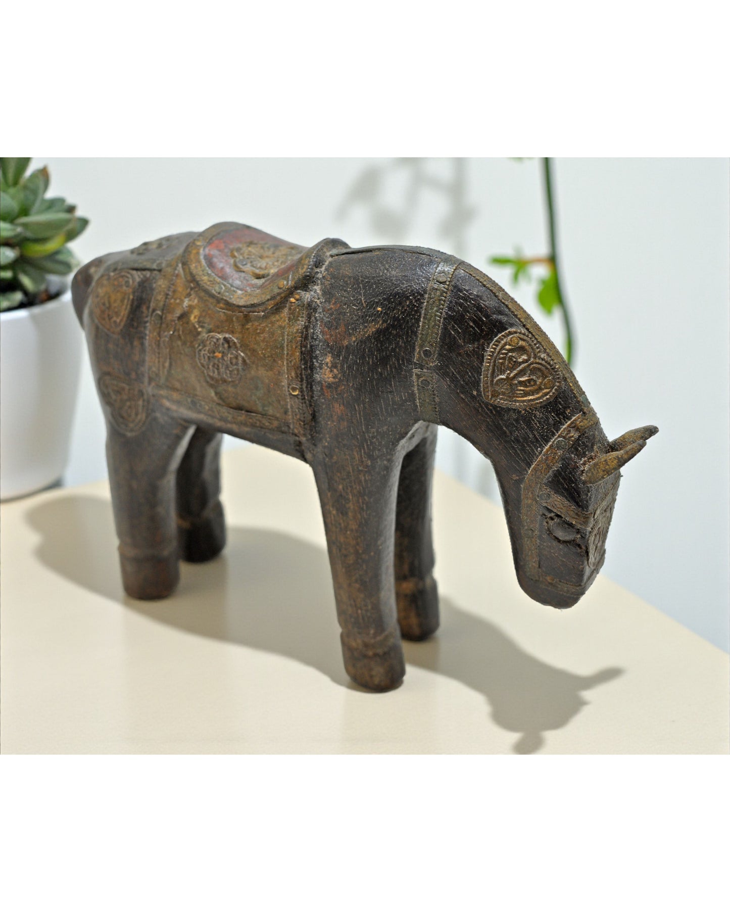 Vintage Wooden Small Horse Figurine Original Old Hand Carved