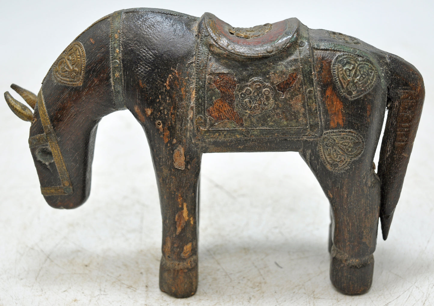 Vintage Wooden Small Horse Figurine Original Old Hand Carved