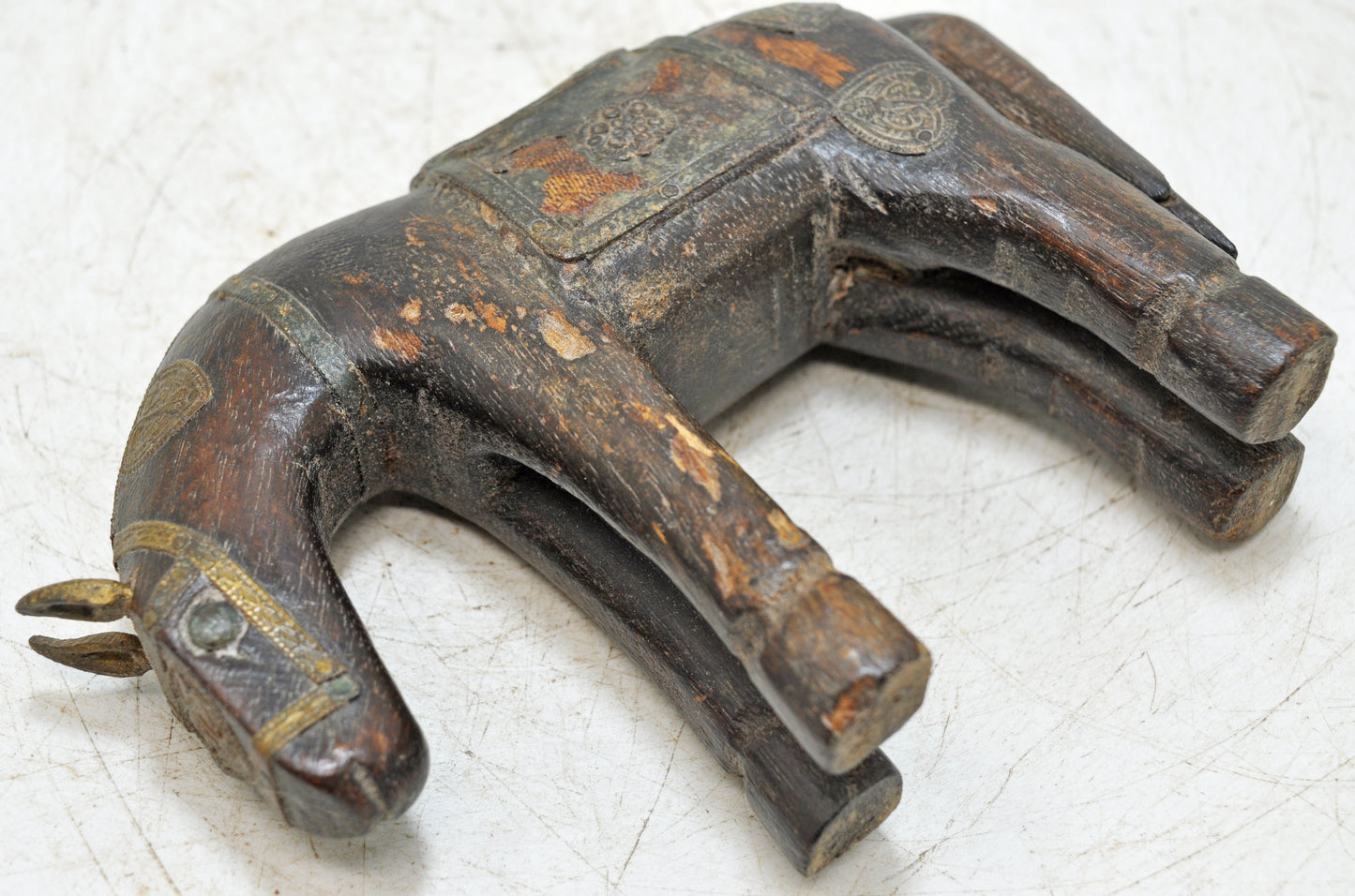 Vintage Wooden Small Horse Figurine Original Old Hand Carved