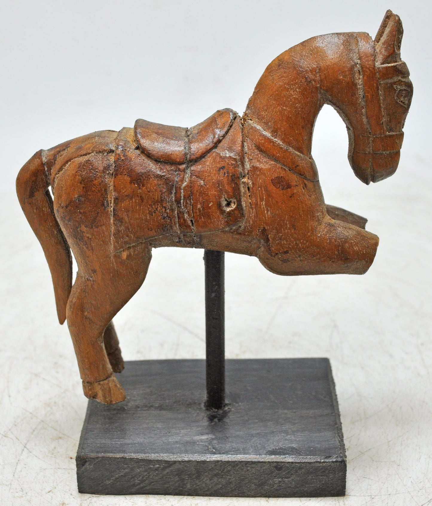 Vintage Wooden Small Horse Figurine Original Old Hand Carved