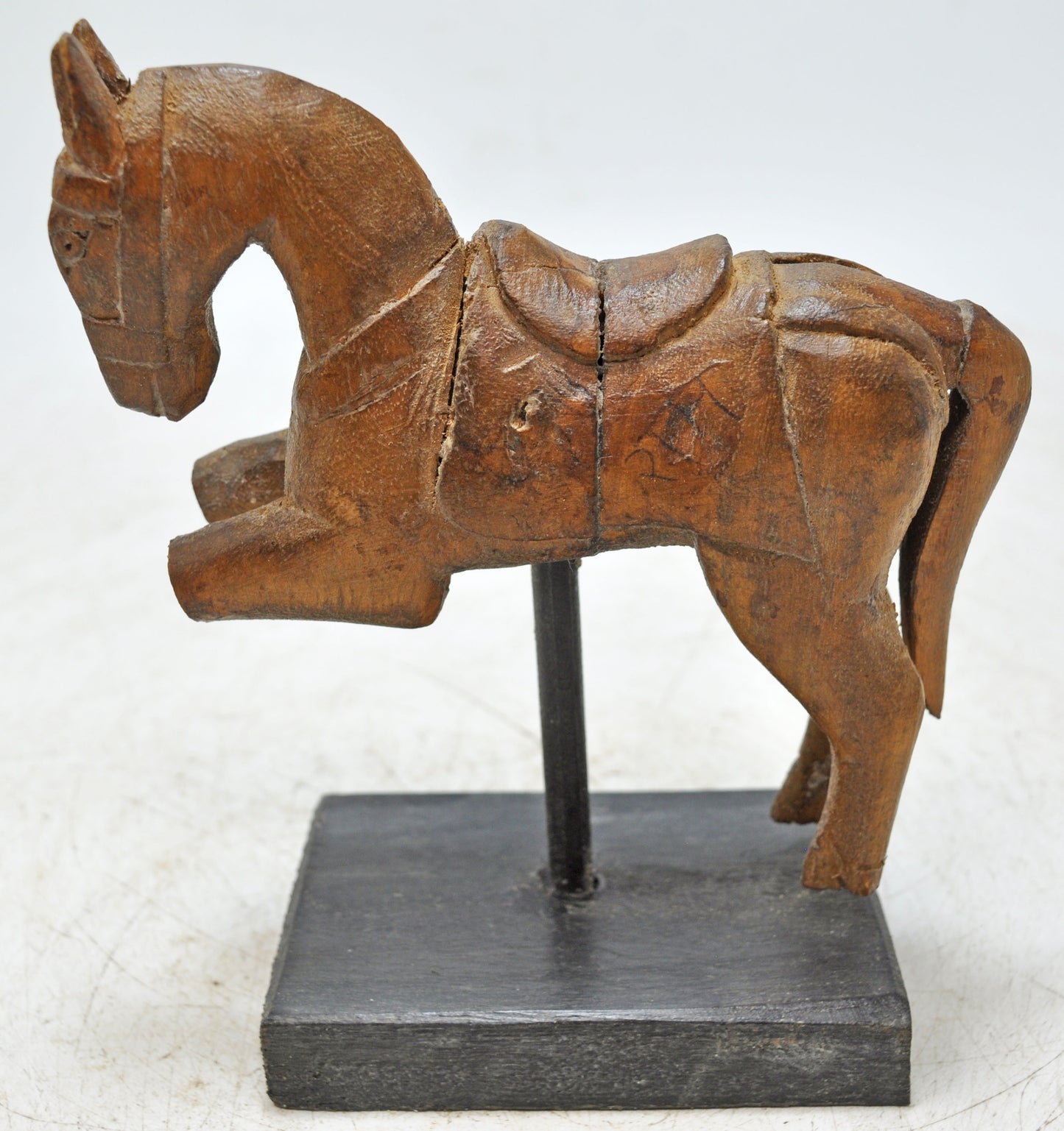 Vintage Wooden Small Horse Figurine Original Old Hand Carved