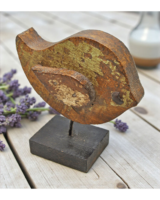 Vintage Wooden Small Size Bird Figurine Original Old Hand Carved