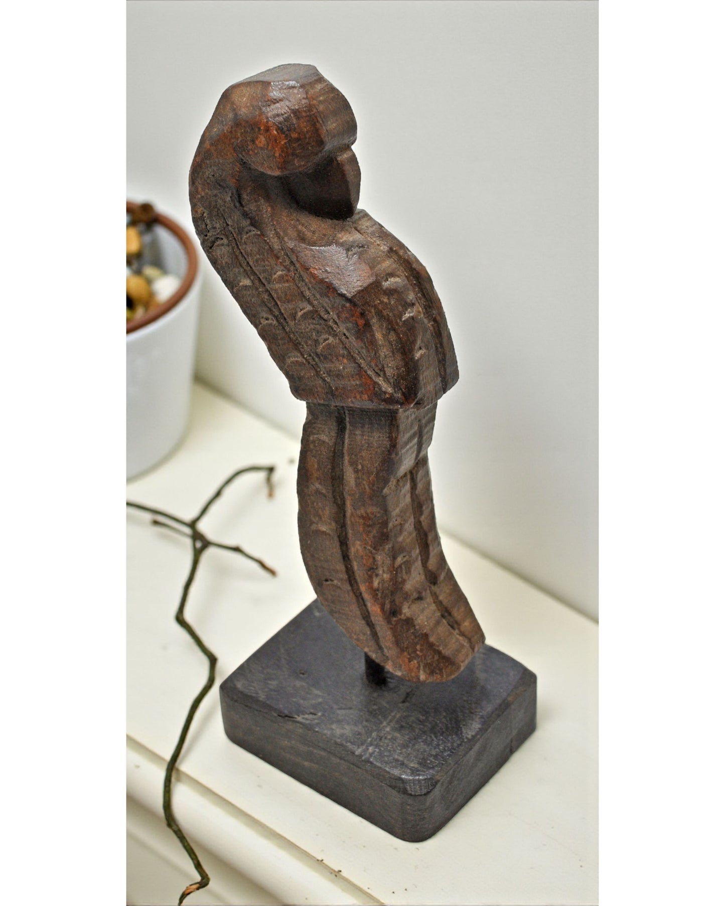 Antique Wooden Bird Parrot Figurine Original Old Hand Carved