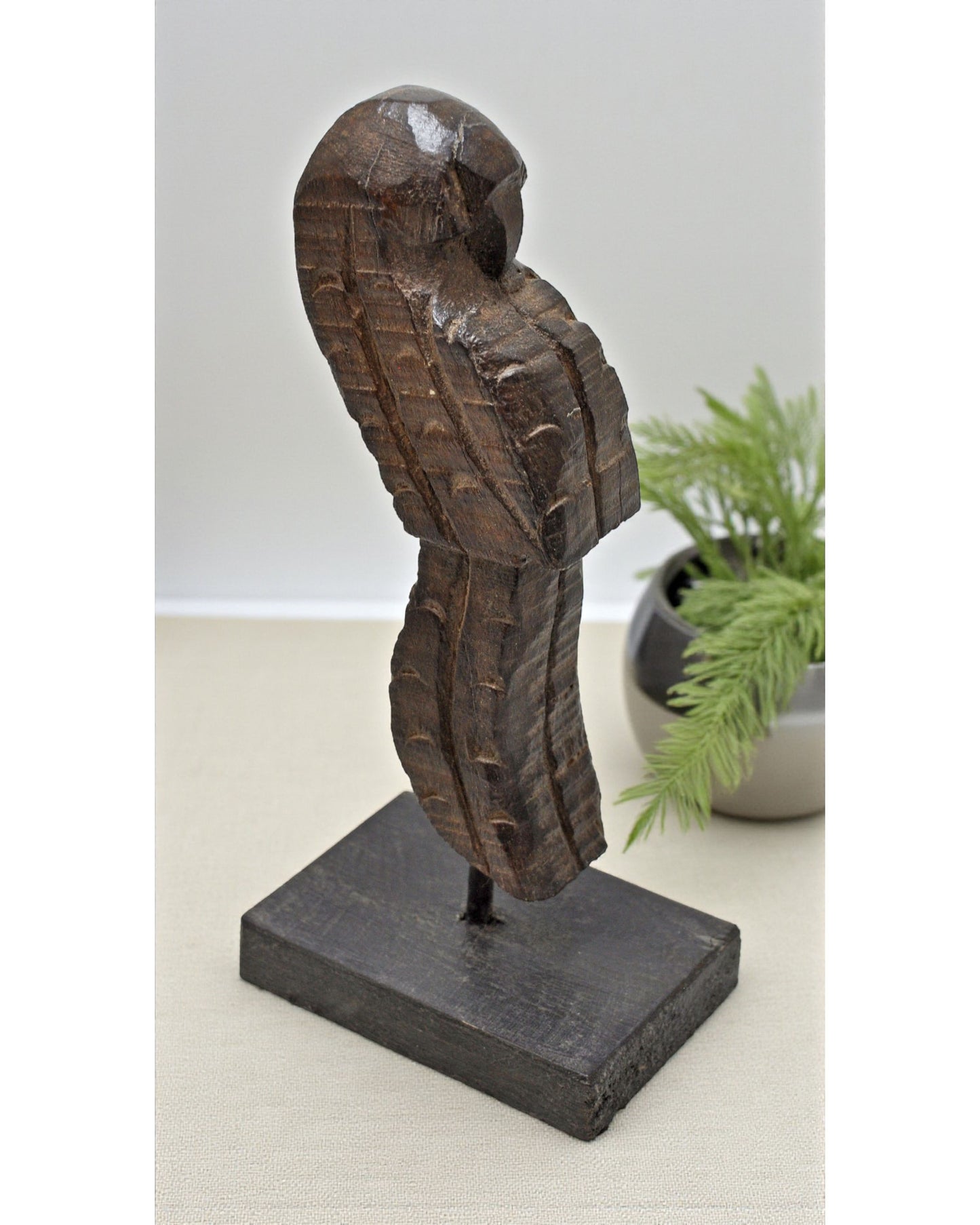 Antique Wooden Bird Parrot Figurine Original Old Hand Carved