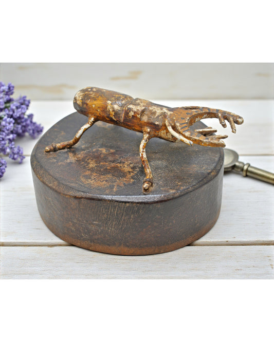 Vintage Iron Small Insect Figurine Original Old Hand Crafted Painted