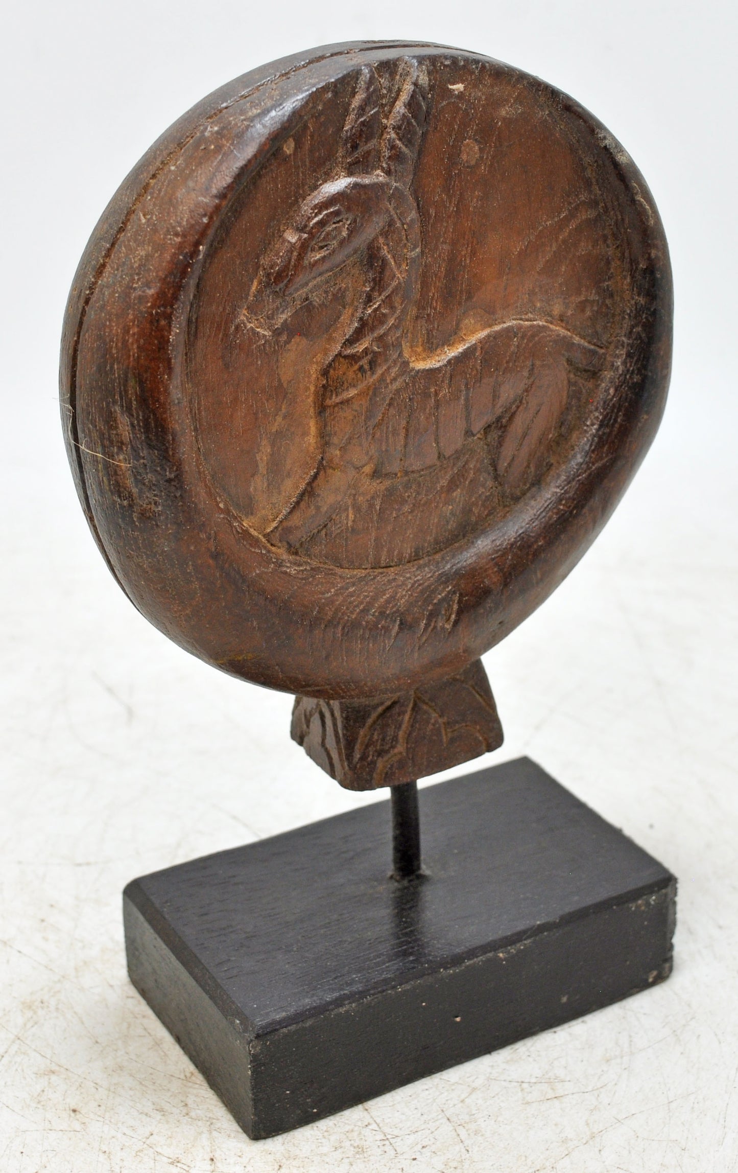 Antique Wooden Deer Carving Panel Plaque on Stand Original Old Hand Carved