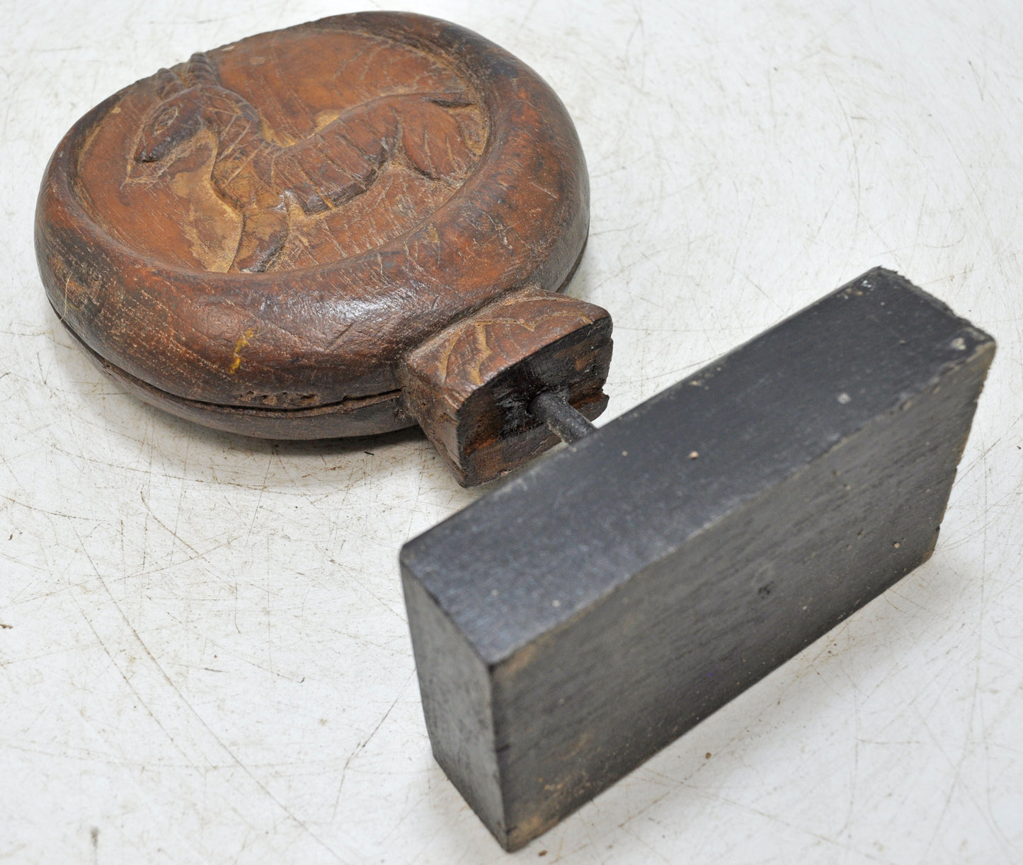 Antique Wooden Deer Carving Panel Plaque on Stand Original Old Hand Carved