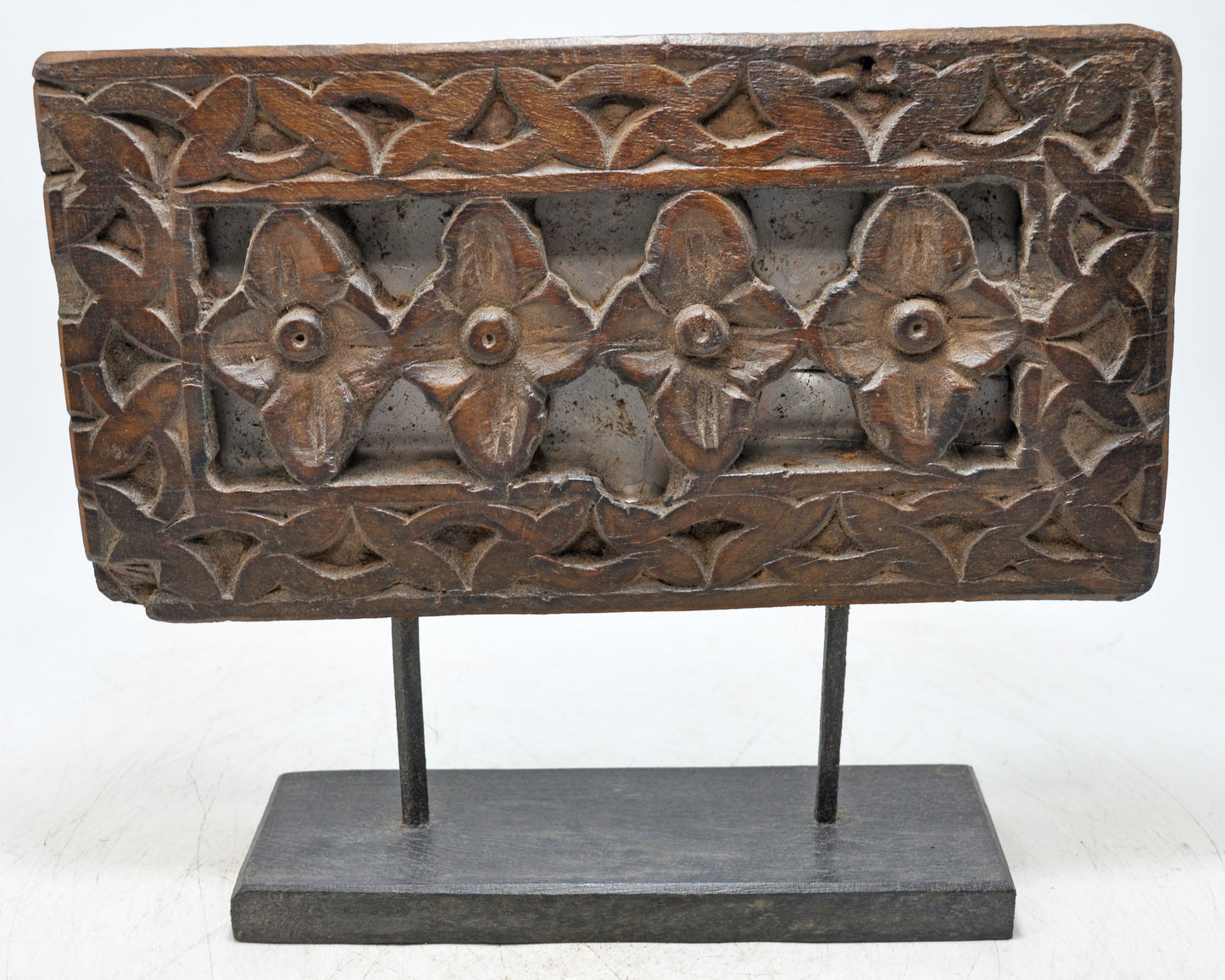 Antique Wooden Floral Carving Panel Plaque Original Old Fine Hand Carved