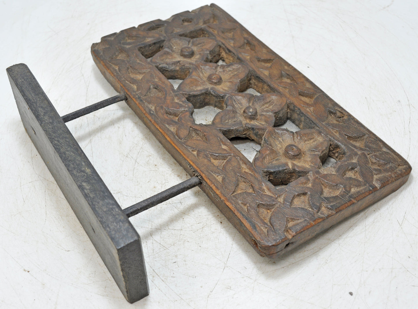 Antique Wooden Floral Carving Panel Plaque Original Old Fine Hand Carved