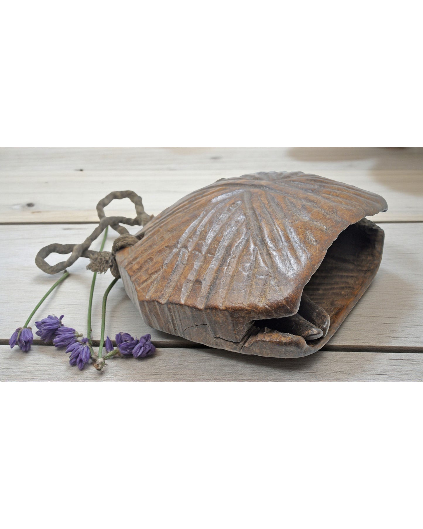 Antique Wooden Tribal Cow Bell Original Old Hand Carved