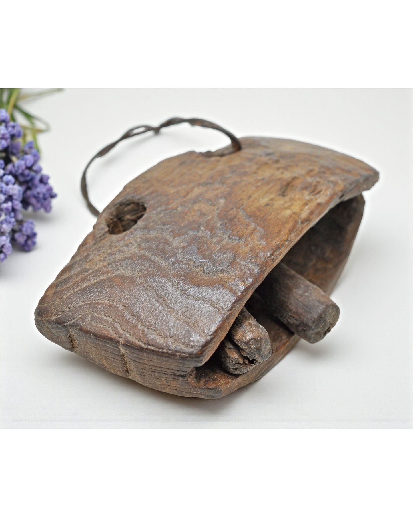 Antique Wooden Tribal Cow Bell Original Old Hand Carved