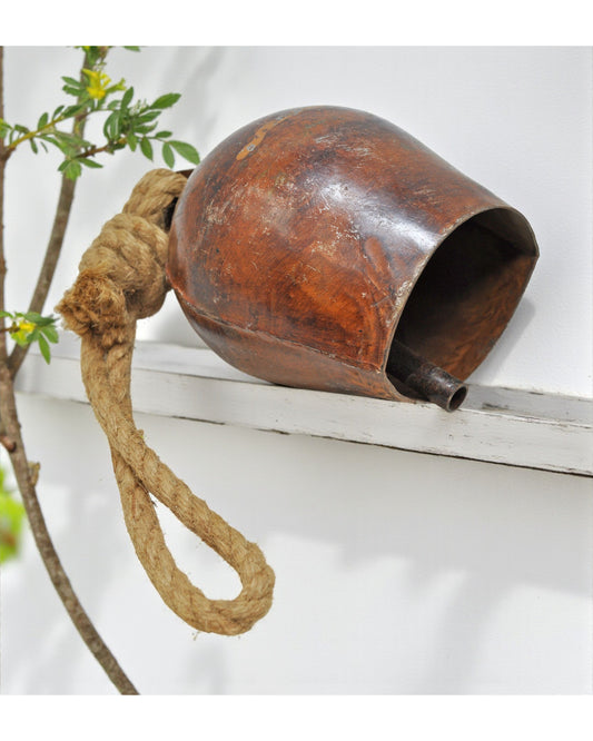 Antique Wooden Small Iron Cow Animals Bell Original Old Hand Carved