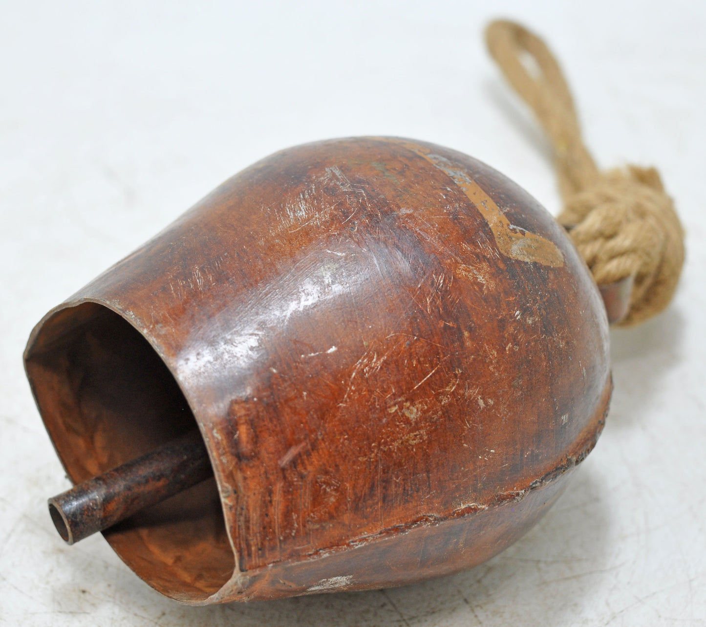 Antique Wooden Small Iron Cow Animals Bell Original Old Hand Carved