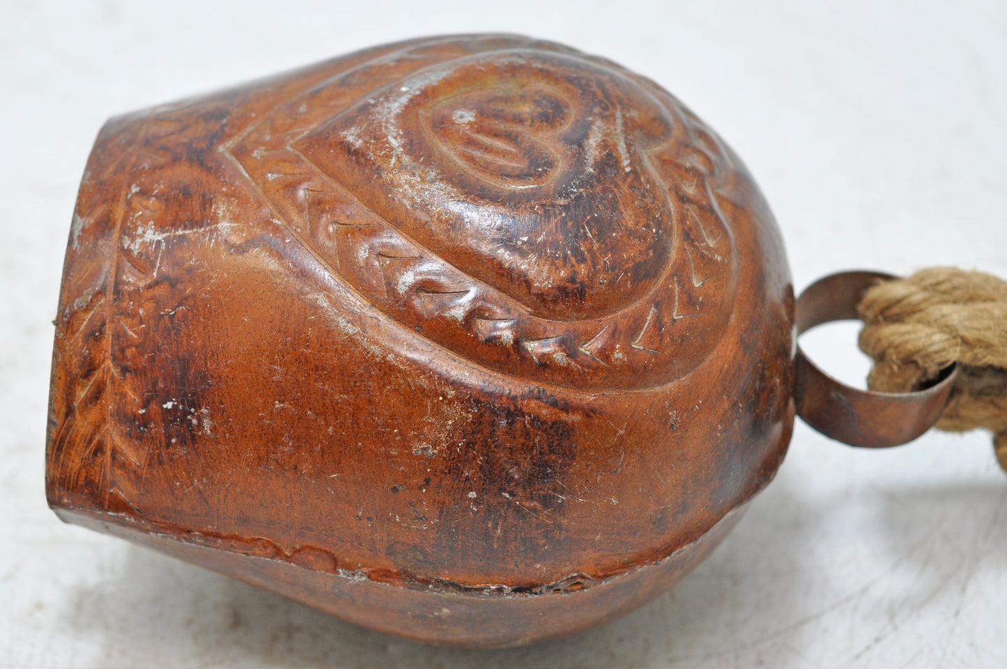 Antique Wooden Small Iron Cow Animals Bell Original Old Hand Carved