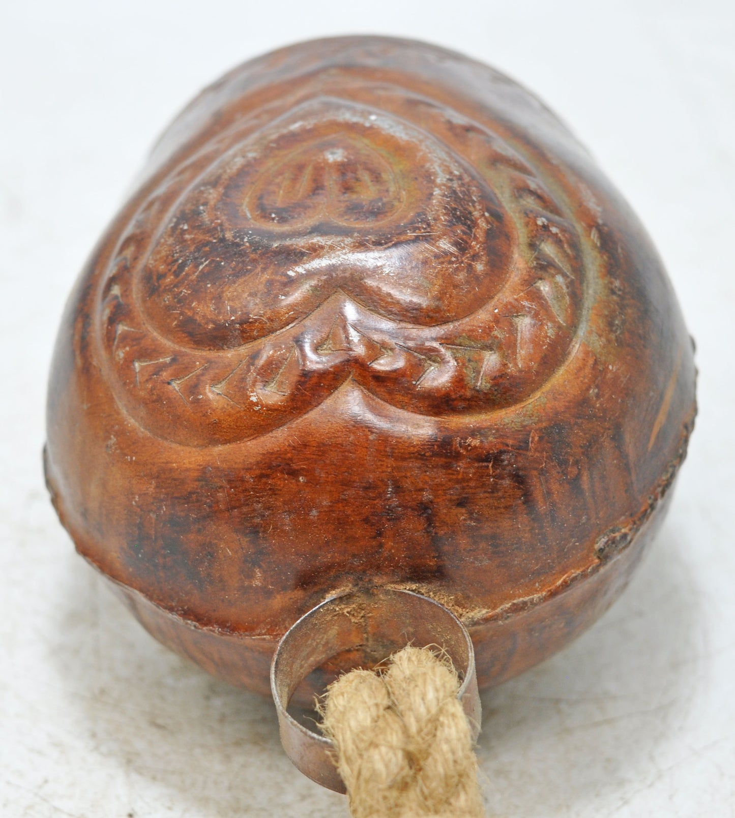 Antique Wooden Small Iron Cow Animals Bell Original Old Hand Carved