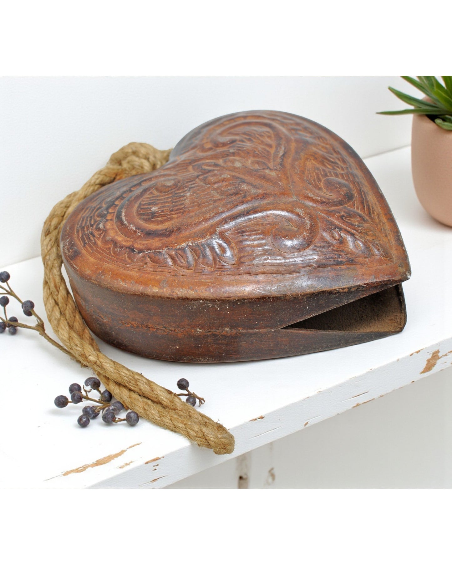 Antique Wooden Small Iron Cow Animals Bell Original Old Hand Carved